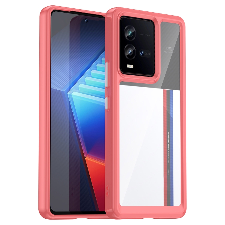 

For vivo iQOO 10 Colorful Series Acrylic + TPU Phone Case(Red)