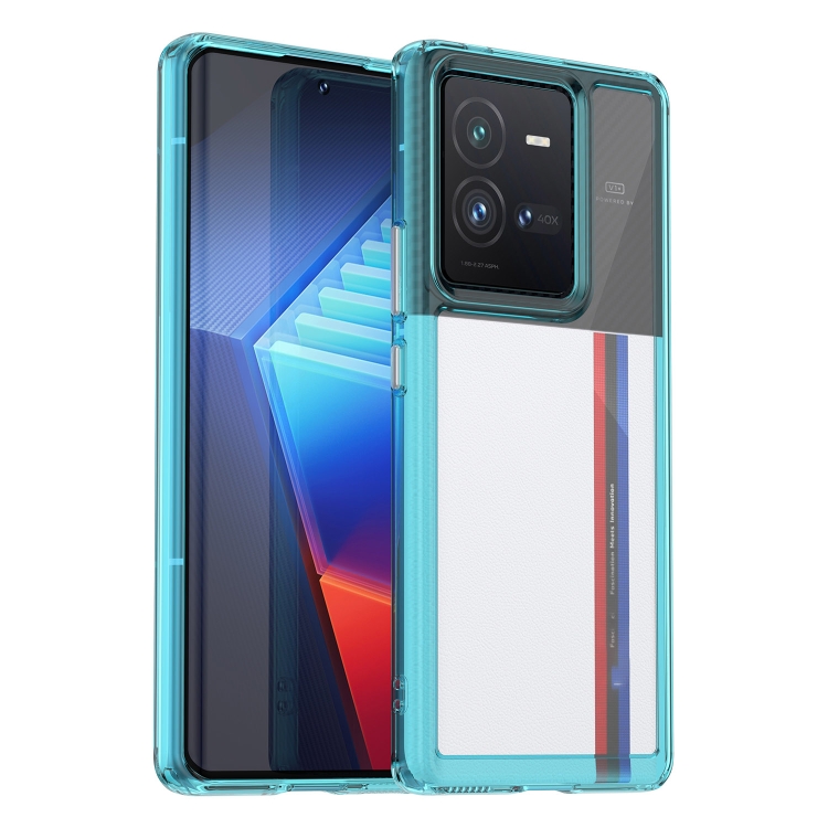 

For vivo iQOO 10 Pro Colorful Series Acrylic + TPU Phone Case(Transparent Blue)
