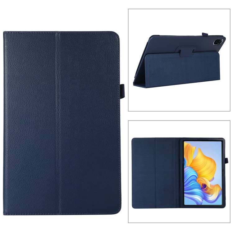

For Honor Pad 8 Litchi Texture Leather Tablet Case with Holder(Dark Blue)