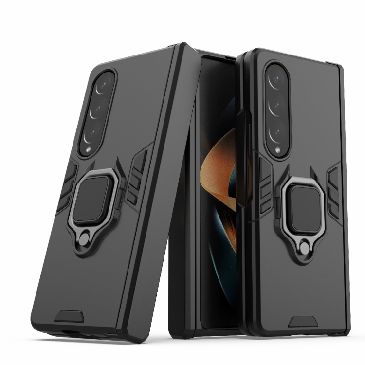 

For Samsung Galaxy Z Fold4 PC + TPU Shockproof Protective Phone Case with Magnetic Ring Holder(Black)