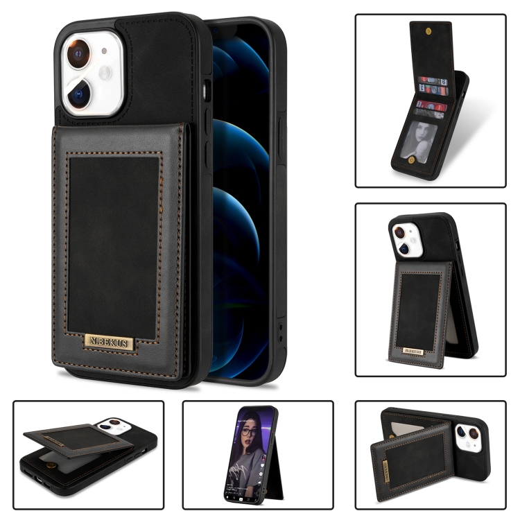 

N.BEKUS Vertical Flip Card Slot RFID Phone Case For iPhone 11(Black)
