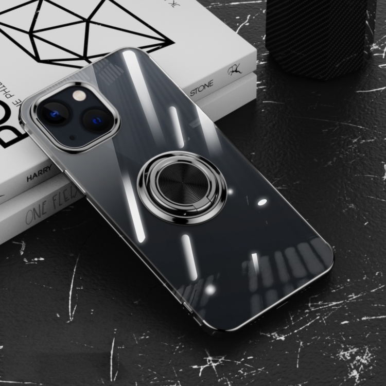 

Electroplating Ring Clear Phone Case For iPhone 14 Max(Black)
