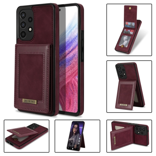 

For Samsung Galaxy A52s / A52 5G N.Bekus Vertical Flip Card Slot RFID Phone Case(Wine Red)