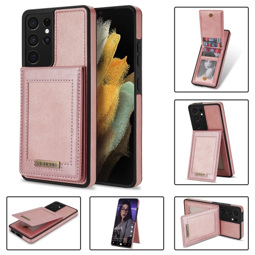 

For Samsung Galaxy S21 Ultra 5G N.Bekus Vertical Flip Card Slot RFID Phone Case(Rose Gold)