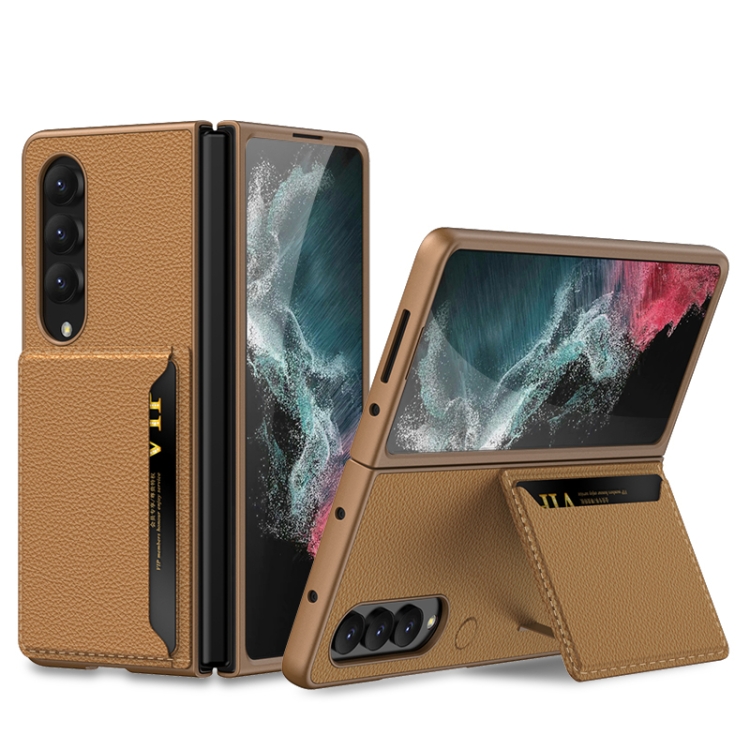 

For Samsung Galaxy Z Fold4 GKK Ultra-thin Leather Phone Case with Card Slots(Brown)