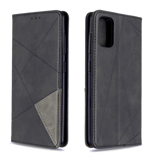 

For Galaxy A41 Rhombus Texture Horizontal Flip Magnetic Leather Case with Holder & Card Slots & Wallet(Black)