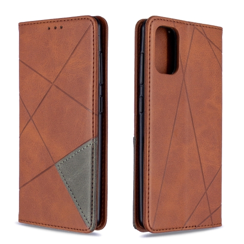

For Galaxy A41 Rhombus Texture Horizontal Flip Magnetic Leather Case with Holder & Card Slots & Wallet(Brown)