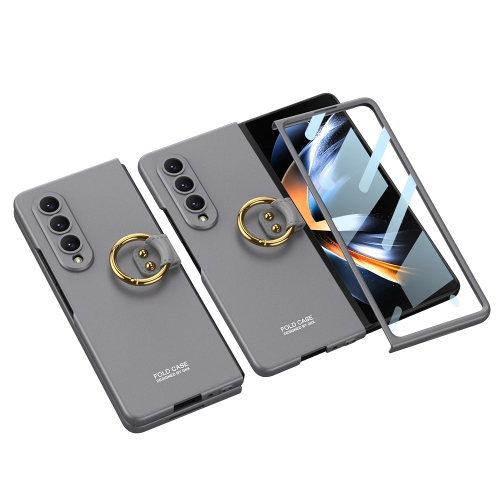 

For Samsung Galaxy Z Fold4 GKK Integrated Ultra-thin Full Coverage Phone Case with Ring(Grey)