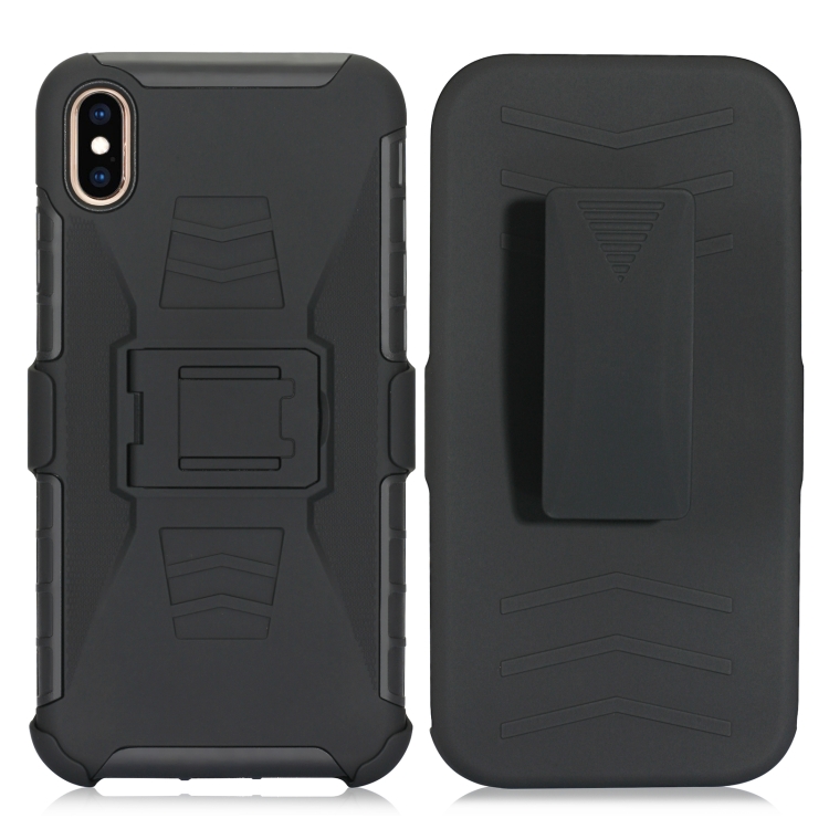 

For iPhone XS Max Back Belt Clip Phone Case(Black)