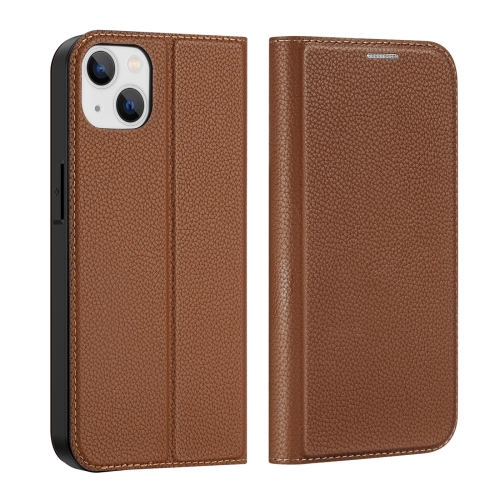 

DUX DUCIS Skin X2 Series Horizontal Flip Leather Phone Case For iPhone 14 Max(Brown)