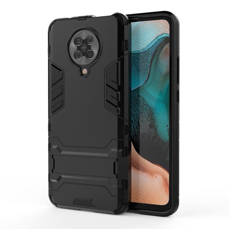 Pour Xiaomi Redmi K30 Pro PC + Étui de protection antichoc TPU avec support (noir)