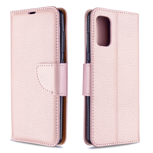 

For Galaxy A41 Pure Color Horizontal Flip PU Leather Case with Holder & Card Slots & Wallet & Lanyard(Rose Gold)