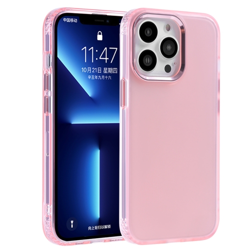 

Electroplated Mirror Frame Frosted Phone Case For iPhone 13 Pro Max(Pink)