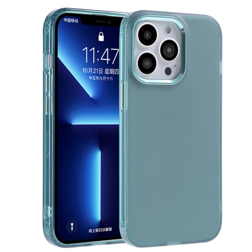 

Electroplated Mirror Frame Frosted Phone Case For iPhone 12(Green)