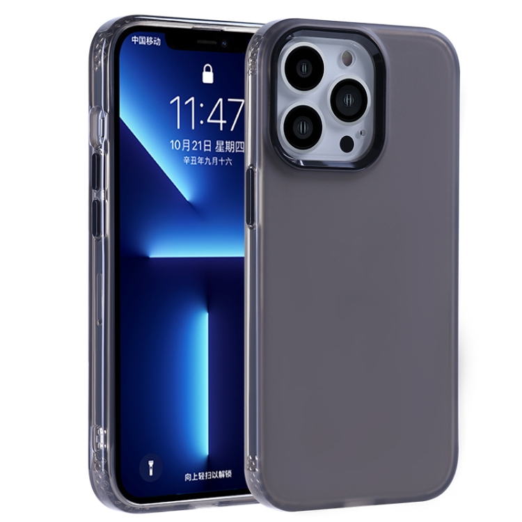 

Electroplated Mirror Frame Frosted Phone Case For iPhone 13 mini(Black)