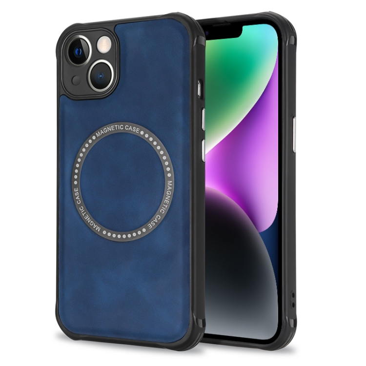 

For iPhone 14 Lambskin Texture Magsafe Magnetic Phone Case (Blue)