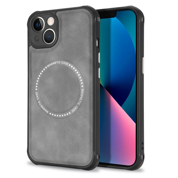 

Lambskin Texture Magsafe Magnetic Phone Case For iPhone 14 Max(Grey)