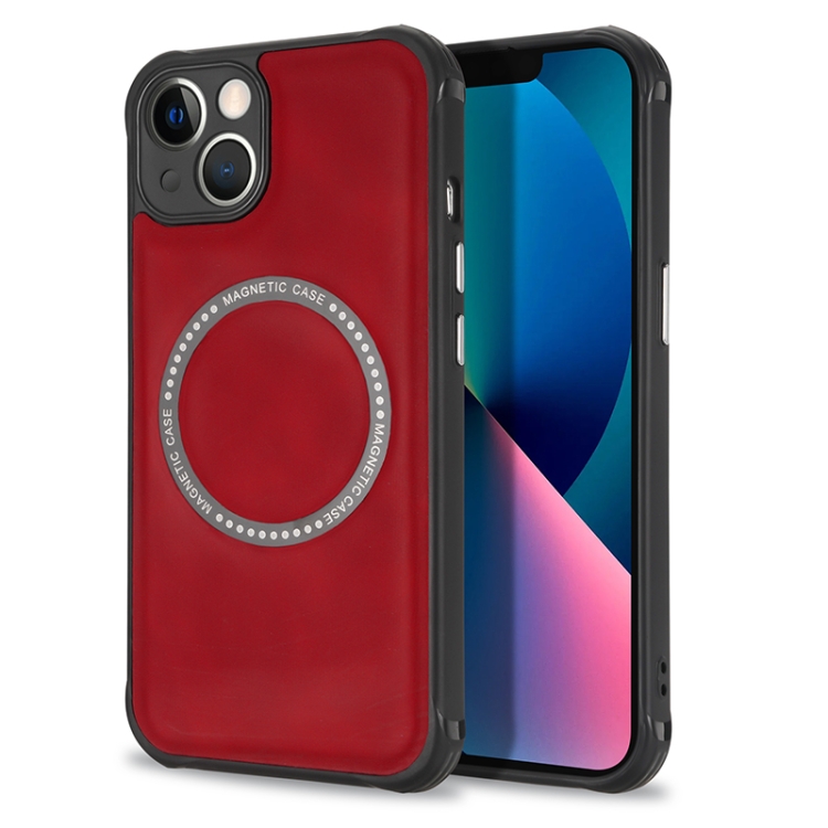 

Lambskin Texture Magsafe Magnetic Phone Case For iPhone 12 Pro(Red)