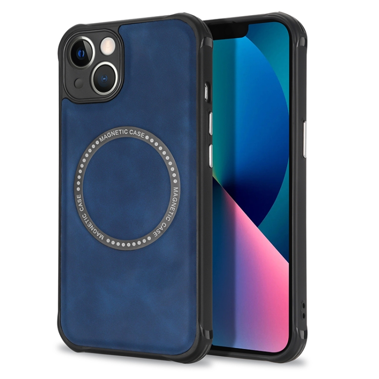 

Lambskin Texture Magsafe Magnetic Phone Case For iPhone 11 Pro Max(Blue)