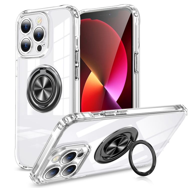 

Invisible Ring Transparent Phone Case For iPhone 14 Max(Black)