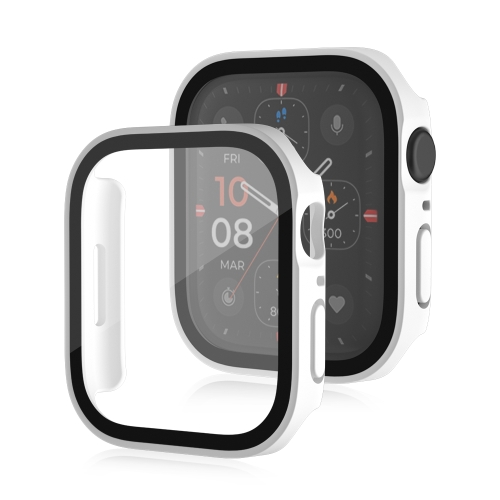 Life Waterproof Frosted 2 in 1 PC Frame + Tempered Glass Protective Case For Apple Watch Series 9 / 8 / 7 45mm(White) thermaltake s300 tempered glass snow edition ca 1p5 00m6wn 00