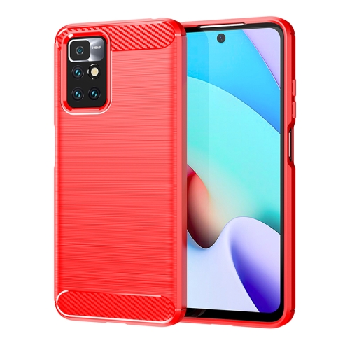 

For Xiaomi Redmi 10 Prime 2022 Brushed Texture Carbon Fiber TPU Case(Red)