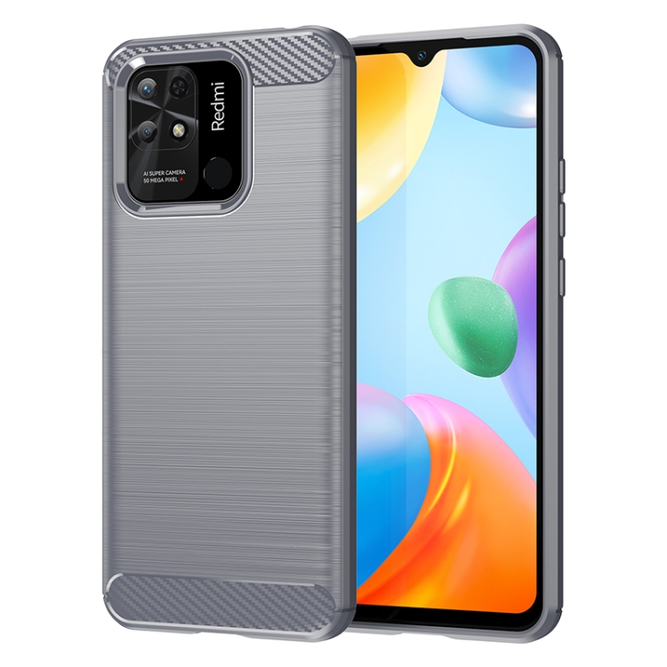 

For Xiaomi Redmi 10 India Brushed Texture Carbon Fiber TPU Case(Grey)