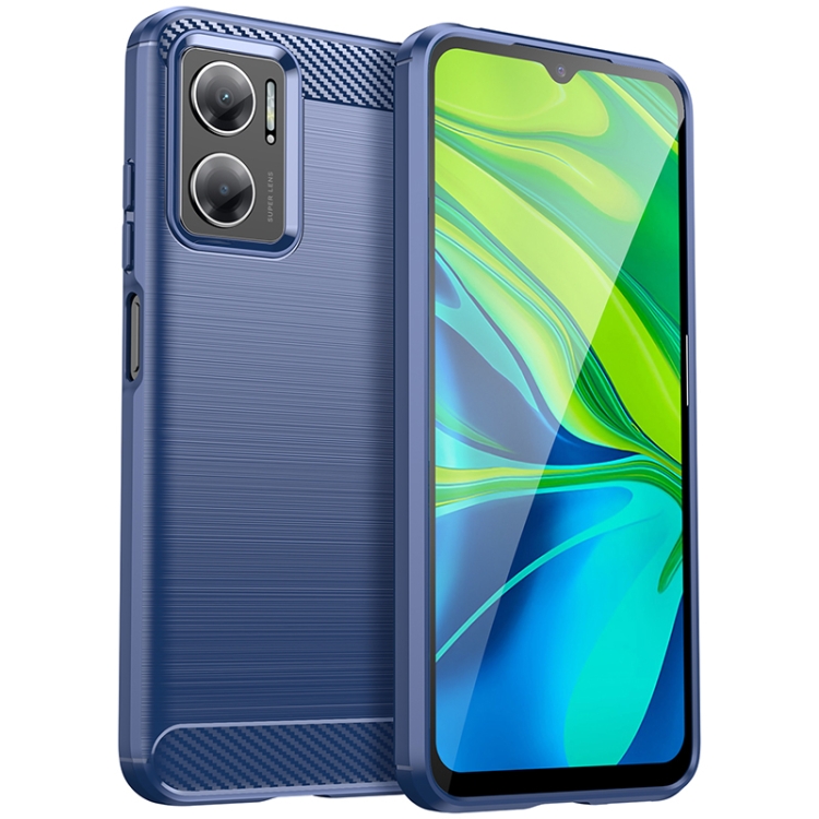

For Xiaomi Redmi Note 11E Brushed Texture Carbon Fiber TPU Case(Blue)