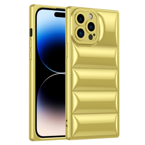 

For iPhone 14 Pro Max Plated Down Jacket Phone Case (Gold)