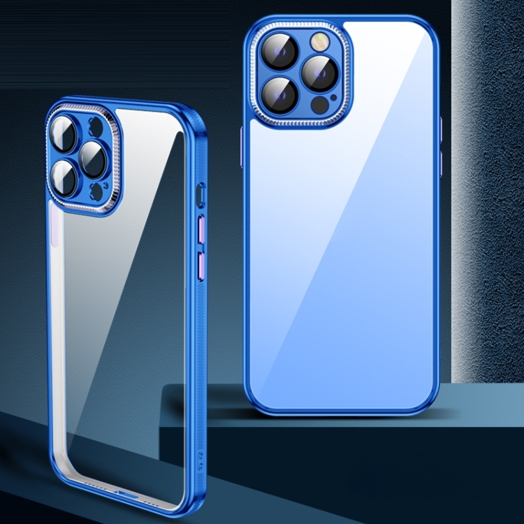 

Metal Lens Film TPU Phone Case For iPhone 14 Pro(Blue)