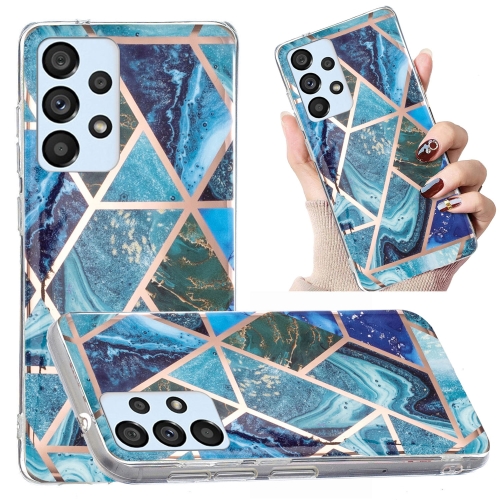 

For Samsung Galaxy A52 5G / 4G Electroplated Marble Pattern TPU Phone Case(Blue and Green)