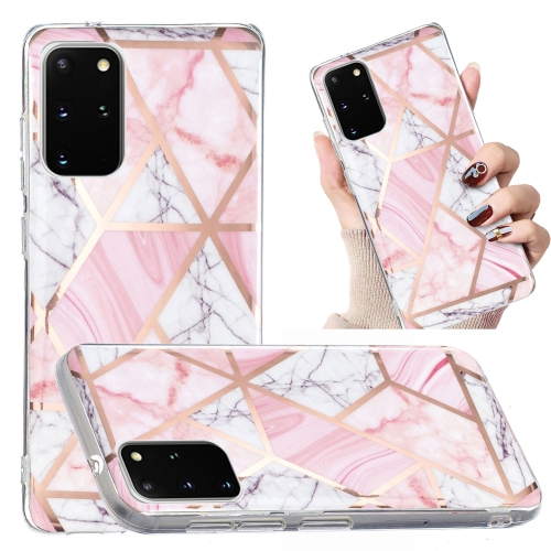 

For Samsung Galaxy S20+ Electroplated Marble Pattern TPU Phone Case(Pink and White)