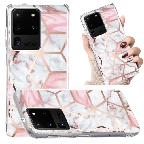 

For Samsung Galaxy S20 Ultra Electroplated Marble Pattern TPU Phone Case(White Gravel Pink)