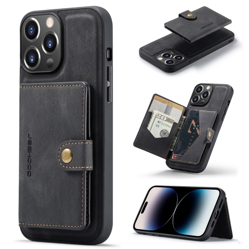 For iPhone 14 Pro Max JEEHOOD Retro Magnetic Detachable Leather Phone Case (Black)