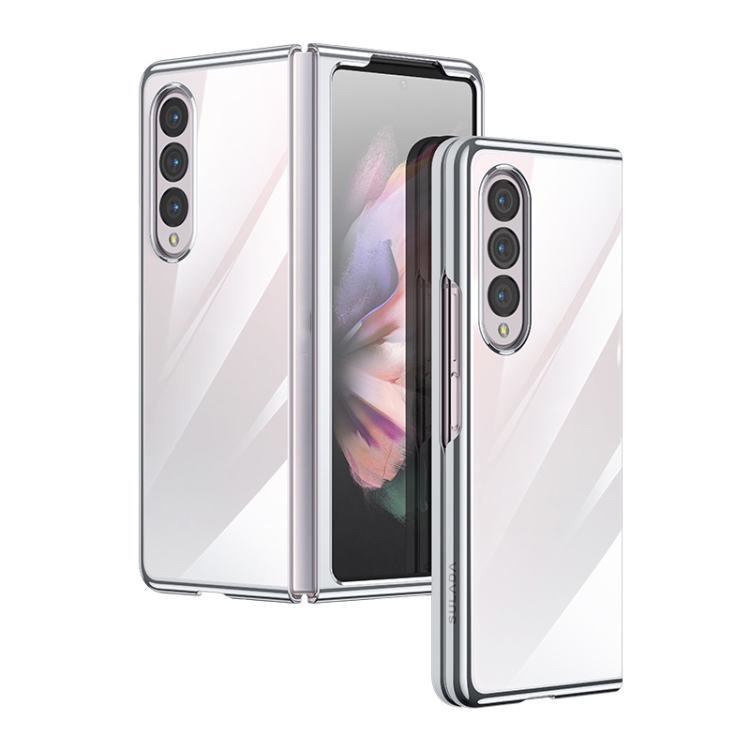 

For Samsung Galaxy Z Fold4 SULADA Shockproof Plating PC Transparent Protective Case(Silver)