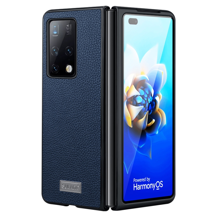

For Samsung Galaxy Z Fold4 SULADA Shockproof TPU + Handmade Leather Phone Case(Blue)