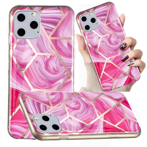 

For iPhone 11 Pro Max Electroplated Marble Pattern TPU Phone Case (Red Rhombus)