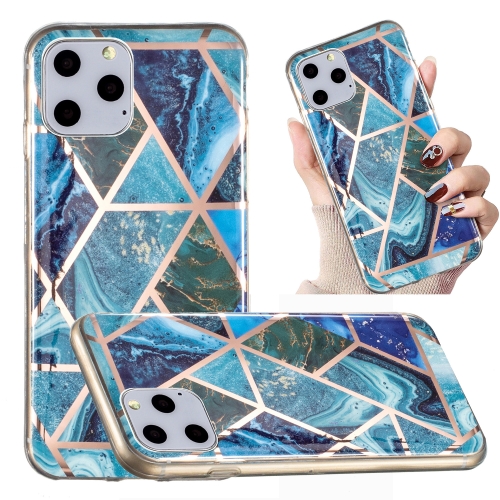 

For iPhone 11 Pro Electroplated Marble Pattern TPU Phone Case (Blue and Green)