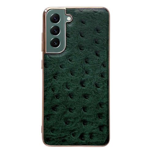 

For Samsung Galaxy S21+ 5G Genuine Leather Ostrich Texture Series Nano Electroplating Phone Case(Green)