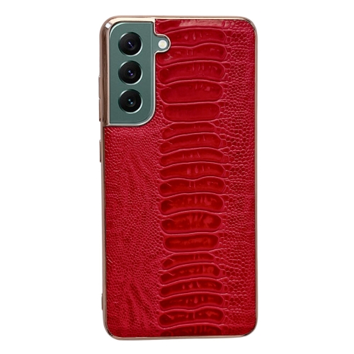 

For Samsung Galaxy S21 FE 5G Genuine Leather Weilai Series Nano Electroplating Phone Case(Red)