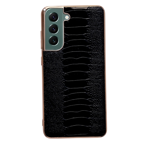 

For Samsung Galaxy S22+ 5G Genuine Leather Weilai Series Nano Electroplating Phone Case(Black)