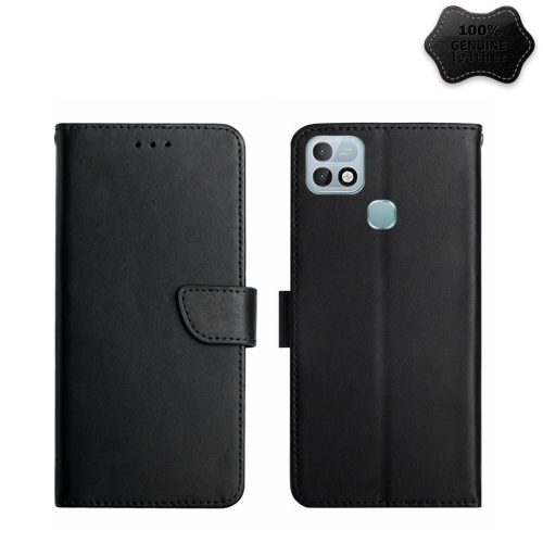 

For Infinix Hot 10i/Smart 5 Pro Genuine Leather Fingerprint-proof Horizontal Flip Phone Case(Black)