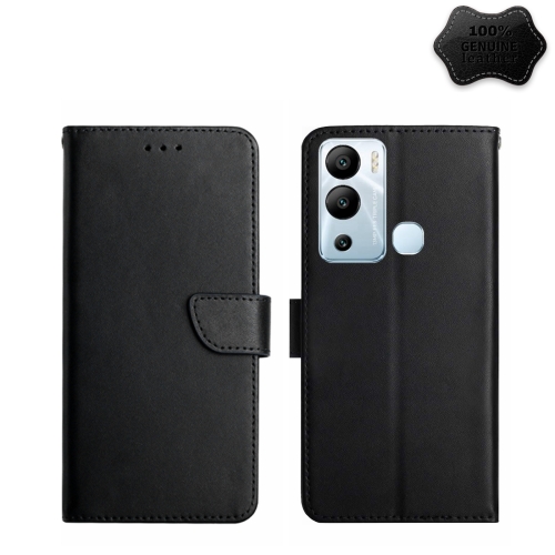 

For Infinix Hot 12i Genuine Leather Fingerprint-proof Horizontal Flip Phone Case(Black)