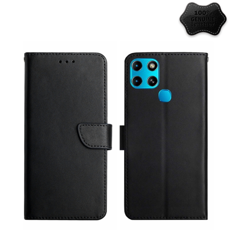 

For Infinix Smart 6 Genuine Leather Fingerprint-proof Horizontal Flip Phone Case(Black)