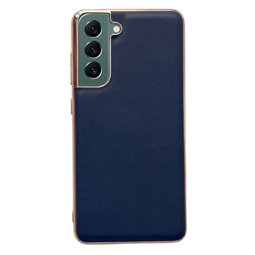 

For Samsung Galaxy S21 5G Genuine Leather Xiaoya Series Nano Electroplating Phone Case(Blue)