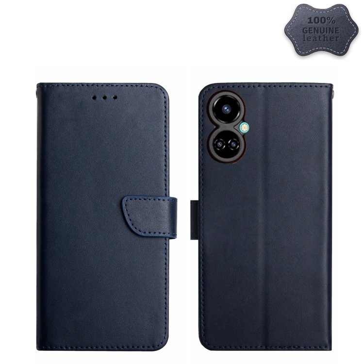

For Tecno Camon 19 4G Genuine Leather Fingerprint-proof Horizontal Flip Phone Case(Blue)
