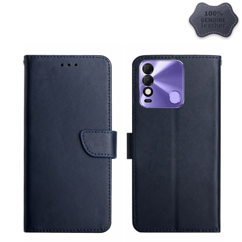 

For Tecno Spark 8 Genuine Leather Fingerprint-proof Horizontal Flip Phone Case(Blue)