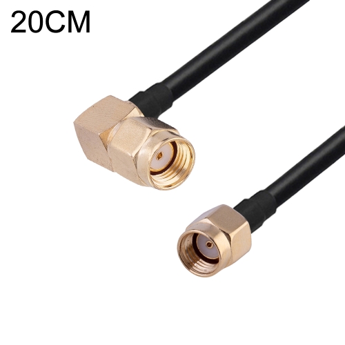 

RP-SMA Male Elbow to RP-SMA Male RG174 RF Coaxial Adapter Cable, Length: 20cm