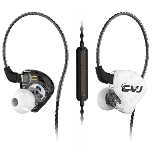 

CVJ-CSA Dual Magnetic Coil Iron Hybrid Drive HIFI In-ear Wired Earphone, Style:With Mic(White)