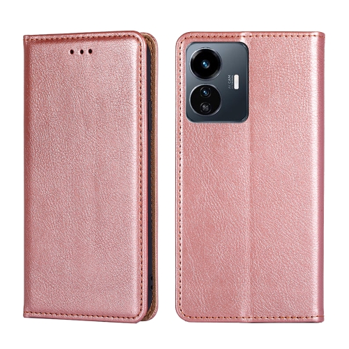 

For vivo Y77 5G Global Gloss Oil Solid Color Magnetic Leather Phone Case(Rose Gold)